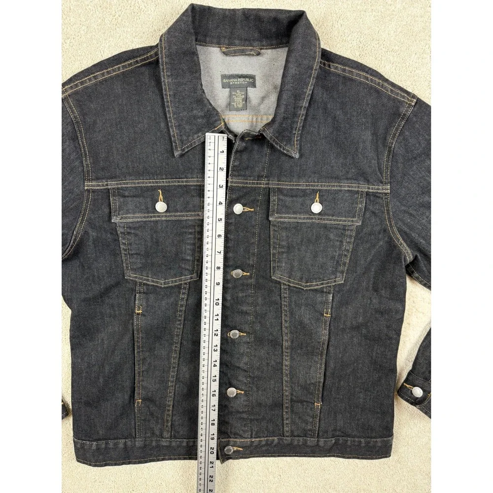 NWOT BANANA REPUBLIC Men's Size XL Black Wash Jean Trucker Jacket #1477